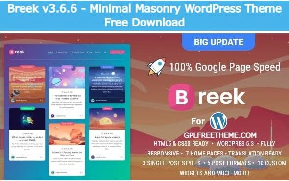 Breek v3.6.6 - Minimal Masonry WordPress Theme Download [Activated]