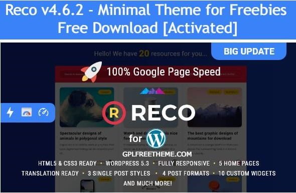 Reco v4.6.2 - Minimal Theme for Freebies Free Download [Activated]