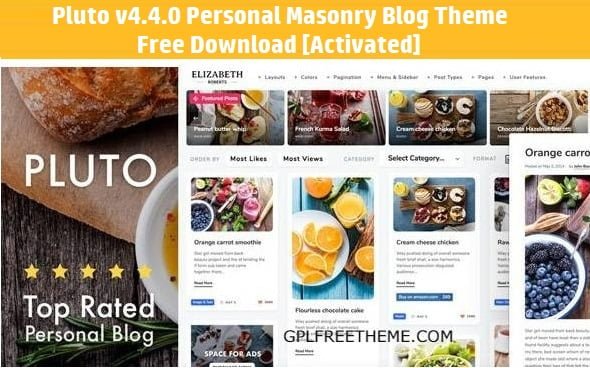 Pluto v4.4.0 Personal Masonry Blog Theme Free Download [Activated]