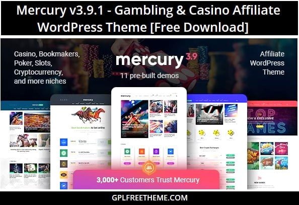 Mercury v3.9.1 - Gambling & Casino Affiliate WordPress Theme [Free Download]