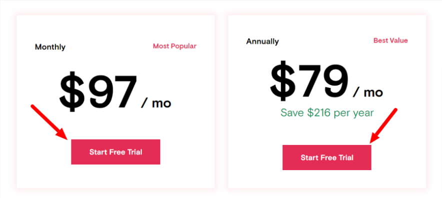 choose a monthly or yearly passion.io plan